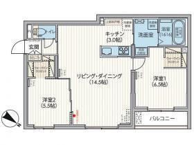 エフュート宮の沢(2LDK/1階)の間取り写真