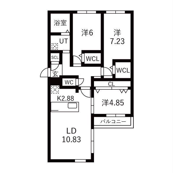 VILLAGE KOTONI(3LDK/4階)の間取り写真