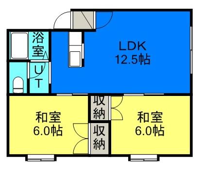 プラザイン川沿(2LDK/2階)の間取り写真