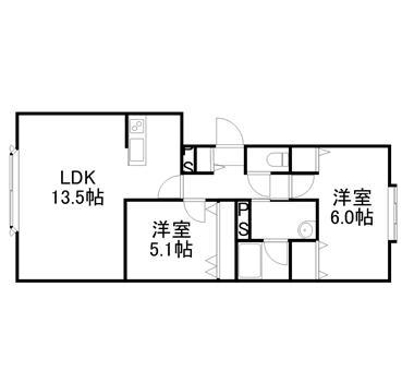 パークプラザMⅡ(2LDK/1階)の間取り写真