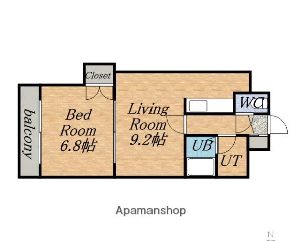 アリエス2(1LDK/2階)の間取り写真