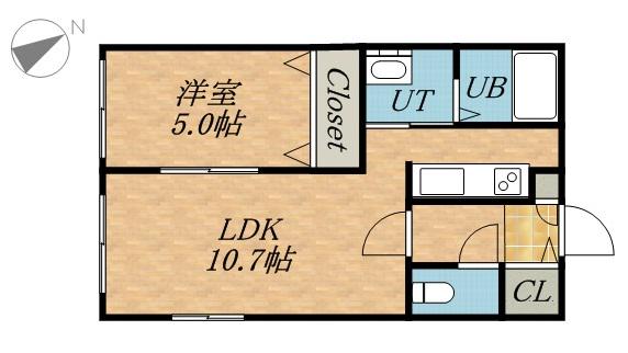 グランメール南郷通(1LDK/4階)の間取り写真