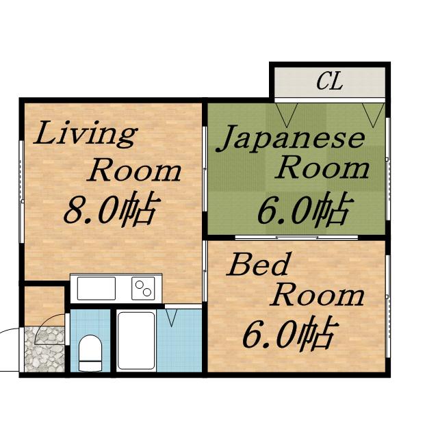 コーポなお(2DK/1階)の間取り写真