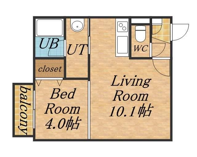 カレラ南郷(1LDK/2階)の間取り写真