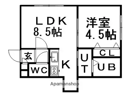 リージェンツパーク(1LDK/1階)の間取り写真