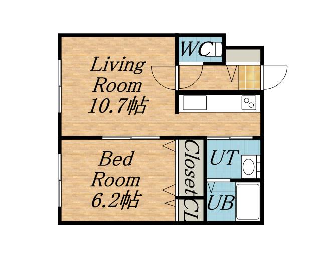 MRコート(1LDK/2階)の間取り写真