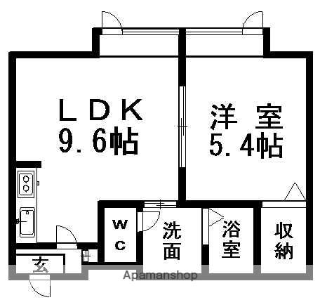 ワイズハウス(1LDK/1階)の間取り写真