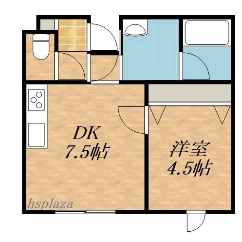 マンションエムツー(1DK/2階)の間取り写真