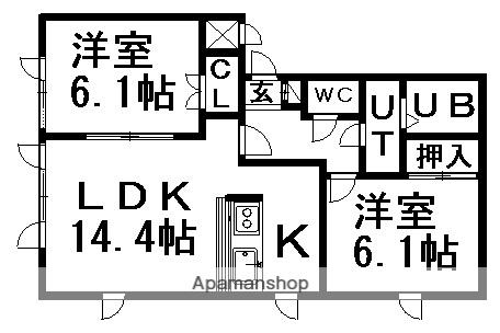 AMITY(2LDK/2階)の間取り写真