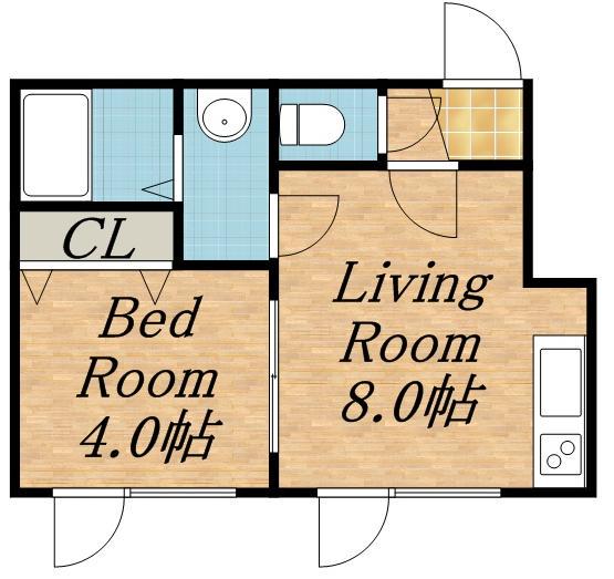 アークコート月寒中央Ⅱ(1DK/2階)の間取り写真