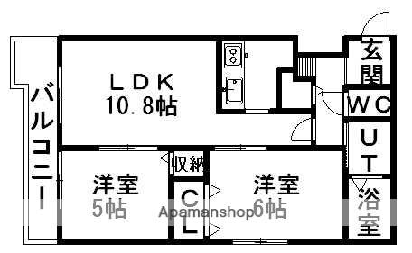 ルミノーゾ厚別(2LDK/2階)の間取り写真