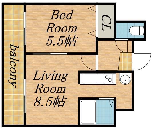 CASA LAGO(1DK/4階)の間取り写真