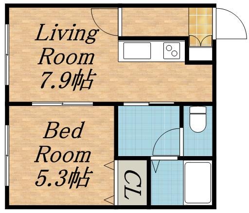 シェリール美園(1DK/3階)の間取り写真