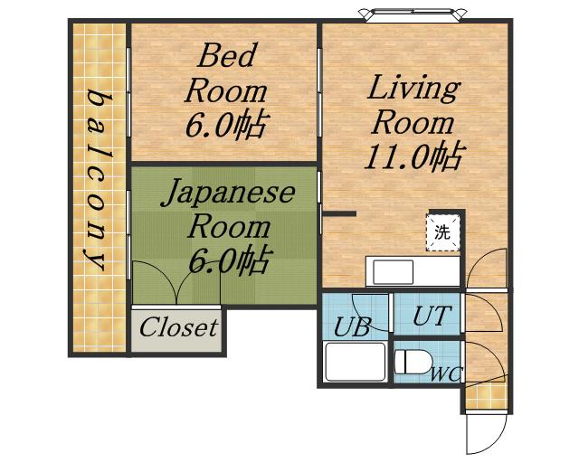 テラスハウス南郷21(2LDK/2階)の間取り写真