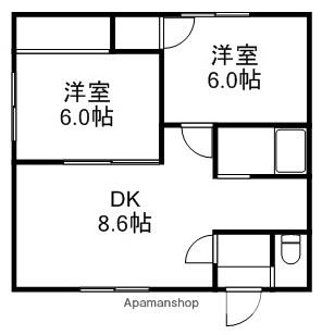 川下荘(2DK/2階)の間取り写真