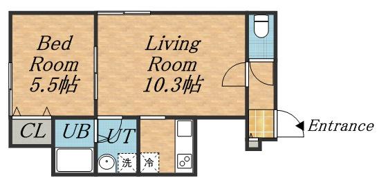 カーサノーチェ(1LDK/3階)の間取り写真