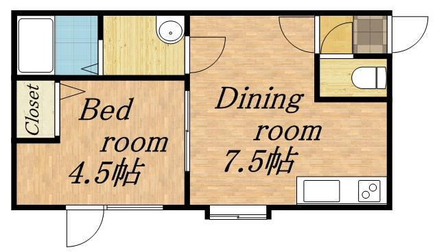 アークコート平岸32(1DK/3階)の間取り写真
