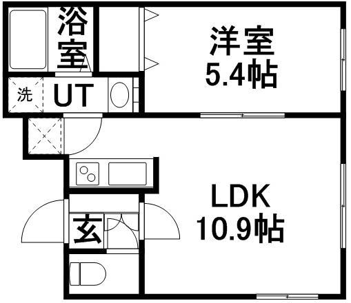ヴェーヌ南郷(1LDK/4階)の間取り写真