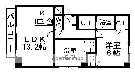 SOLEIL美園(2LDK/8階)の間取り写真