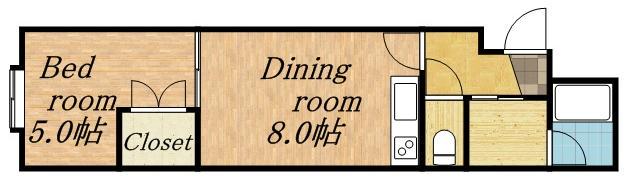 広和ハイツNO8(1LDK/4階)の間取り写真