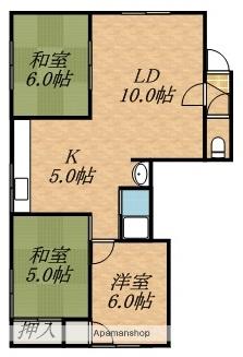 ハイツ栄信E(3LDK/3階)の間取り写真
