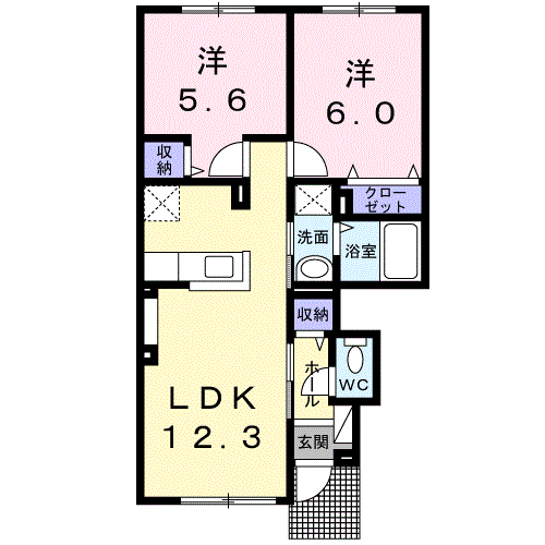 スウィート・カーサ(2LDK/1階)の間取り写真