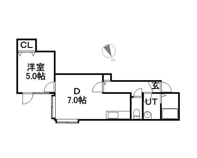 ウッドビレッジⅢ(1LDK/2階)の間取り写真