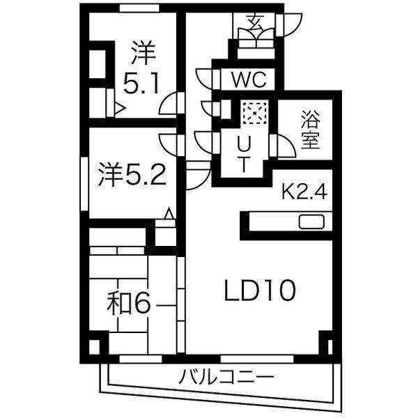 コートロティ美しが丘(3LDK/8階)の間取り写真