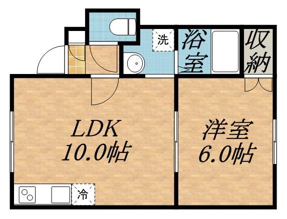 プレイムコート平和通(1DK/2階)の間取り写真