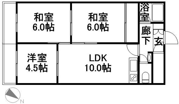 第2タヂカビル(3LDK/7階)の間取り写真