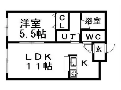 アムール東札幌(1LDK/3階)の間取り写真