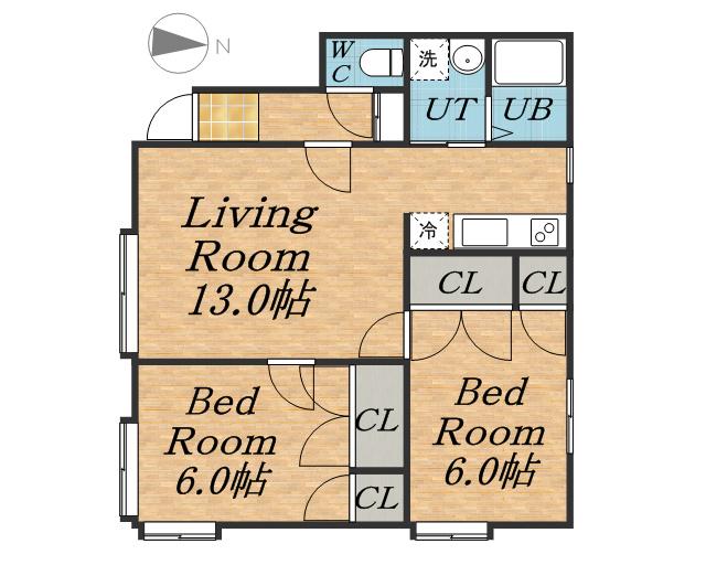 ソシアルトミイNO38(2LDK/2階)の間取り写真