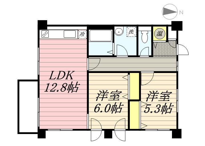 ギブソン236(2LDK/4階)の間取り写真