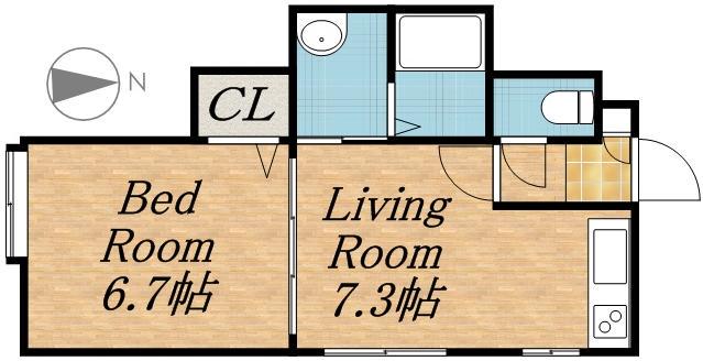 AMAPOLAⅢ(1DK/3階)の間取り写真