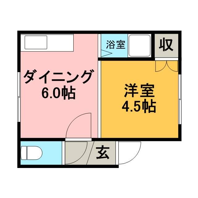 川沿中央ハイツB(1DK/2階)の間取り写真