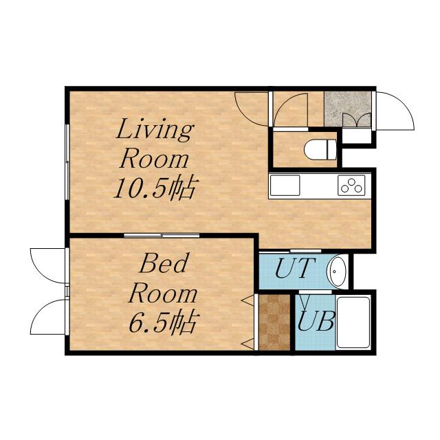 アビネス本通Ⅱ(1LDK/2階)の間取り写真