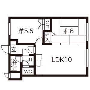 ロイヤルレインボー平岸A棟(2LDK/3階)の間取り写真