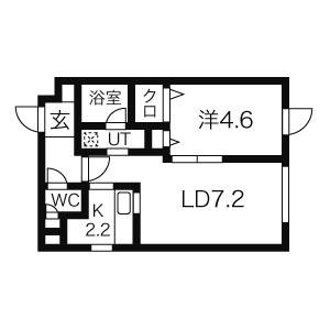 ブランノワール中の島(1LDK/3階)の間取り写真