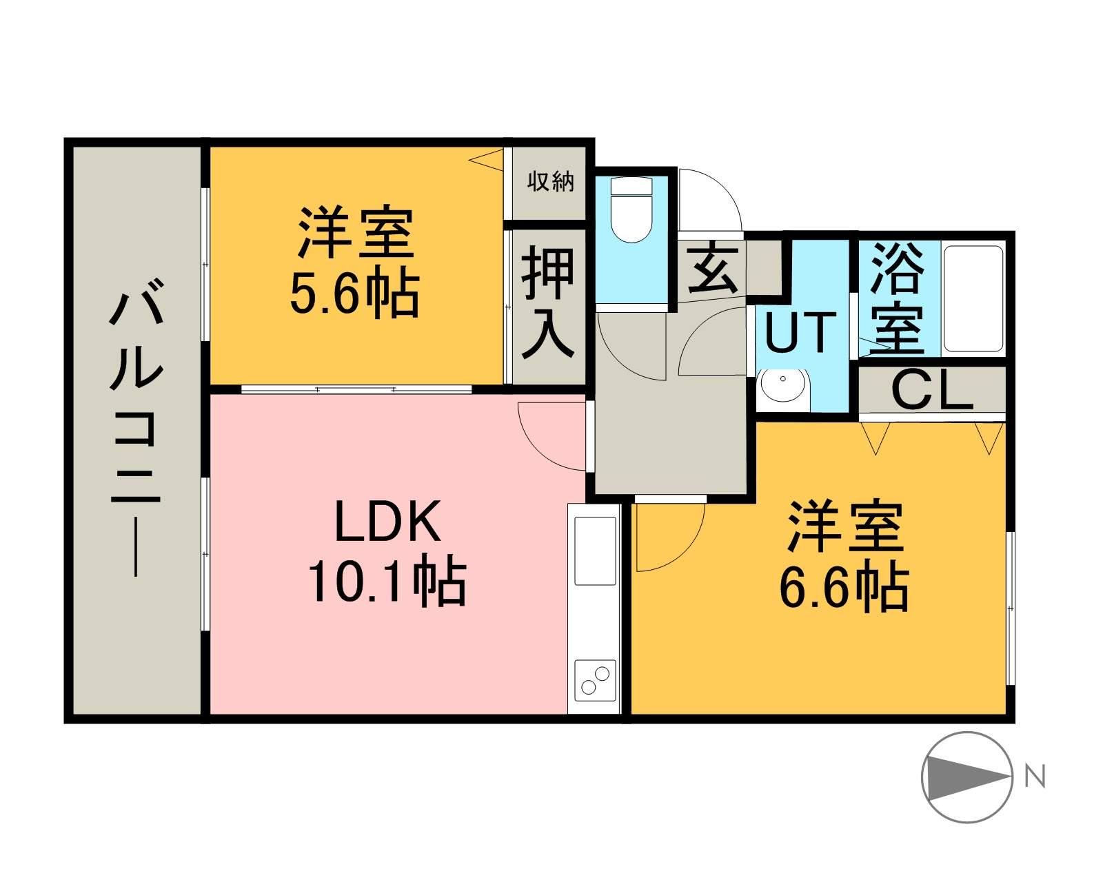 サンシャイン東栄(2LDK/2階)の間取り写真