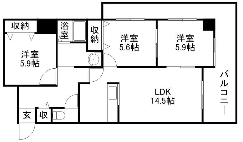 ラフォーレパークヒル(3LDK/2階)の間取り写真