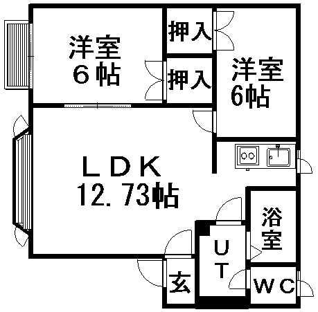 エクセレント藤野 II(2LDK/2階)の間取り写真