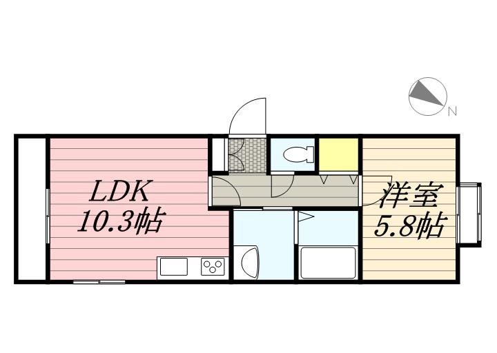 イーストムーン4・16マンション(1LDK/2階)の間取り写真