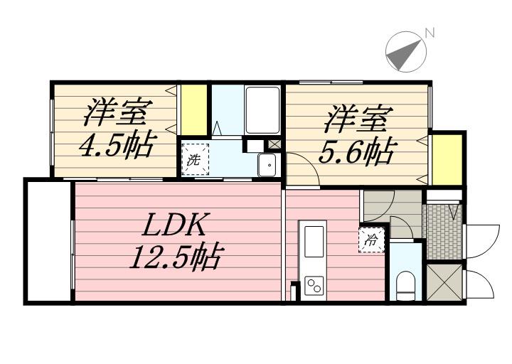 ミカエルアルファⅤ(2LDK/2階)の間取り写真