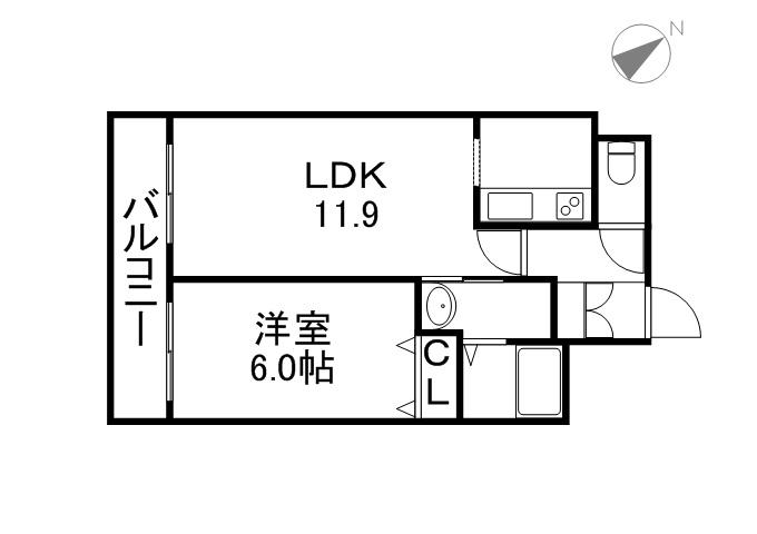 ティアラ豊平第一(1LDK/4階)の間取り写真