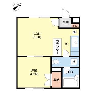 ΑNEXT東札幌第2(1LDK/3階)の間取り写真