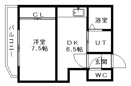 AMMS18(1DK/8階)の間取り写真