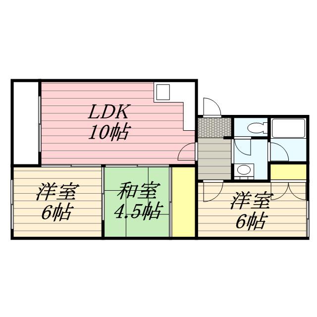 ハイツ石川A(3LDK/3階)の間取り写真