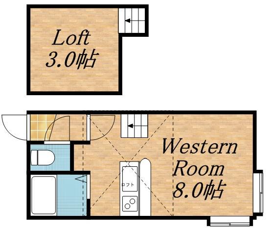 AMS中の島1-7A(1K/3階)の間取り写真