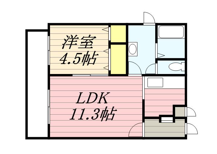 グランドアイ美園(1LDK/2階)の間取り写真