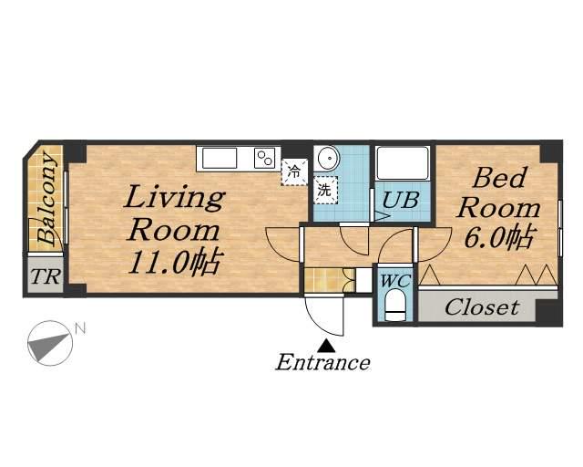 フレックス南郷通(1LDK/3階)の間取り写真